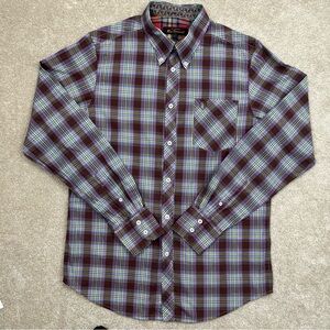 Ben Sherman Shirt Adult Large Plaid Button Up Paisley Detail Canclini Casual Men